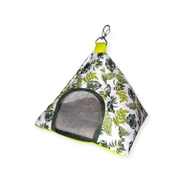 Imagem de Casa para Hamsters Periquitos e Calopsitas em Pano – Toca e Gaiola Segura para Agapornis e Twister (Folhagem,0,19cm x 0,19cm x 0,23cm)