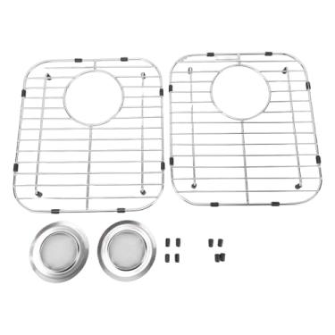 Imagem de Naroote Grade de Pia de Cozinha de Aço Inoxidável, Protetor de Pia de 13,12 X 11,81 Polegadas Com Diâmetro de Furo de 4,6 Polegadas, para Tampa de Drenagem, Rack de Secagem de Pratos,