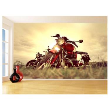 Imagem de Papel De Parede 3D Moto Custom Chopper Cafe 3,5M Bkm110 - Você Decora