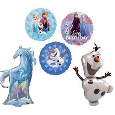 Imagem de Anagram Frozen Olaf Nokk Elsa and Anna Birthday Party Supplies 5pc Balloon Decorations