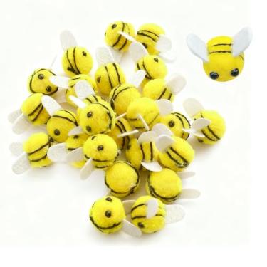 Imagem de Nexolia 20PCS Wool Felt Bees Mini Bees Craft Decorations for Baby Showers Plush Embellishments for Clothing Hats DIY Projects Wool Felt Bee Crafts for Kids and Adults Handmade Art Supplies