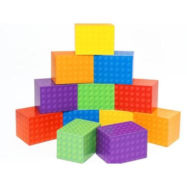 Imagem de Kritkin 12 caixas de lembrancinhas de festa de tijolos 24 x 35 cm com tema de tijolos de construção, caixa de presente de papel de papelão, para decoração de carro, decoração de festa de aniversário