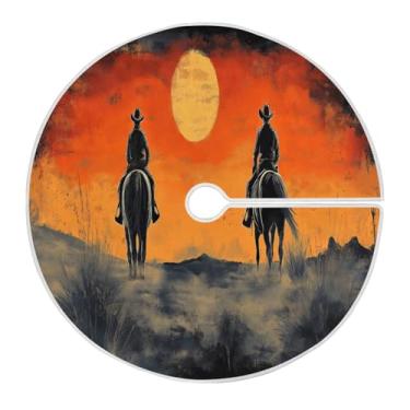 Imagem de Blueangle Saia de árvore de Natal de caubói do oeste americano de 90 cm - poliéster macio e resistente a rugas, decoração de férias para festas de Natal, árvore festiva e decoração de casa (204)