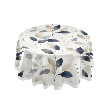 Imagem de SEHANY Toalha de mesa redonda com folhas verdes pastorais, 152 cm, tecido lavável sem rugas, toalha de mesa redonda com renda decorativa para restaurante, casamento, acampamento, festa Fiesta Cinco de