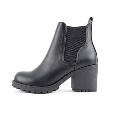 Imagem de Soda ZINON ~ Bota feminina de cano médio, salto médio, Chelsea com elástico duplo, Poliuretano preto, 36