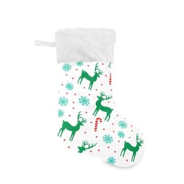 Imagem de GakkiGii Pacote com 2 meias de Natal de flocos de neve e veados, decoração grande para pendurar na parede da árvore da lareira, 45 x 31 cm