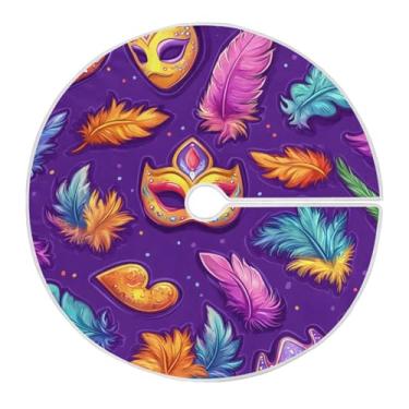 Imagem de Blueangle Saia de árvore de carnaval de 118 cm saia de poliéster macio para decoração de carnaval (320)