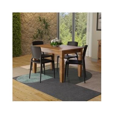 Imagem de Conjunto Mesa Madeira Maciça Marin Brasil 4 Cadeiras Sofia Fechada Preta Tramontina