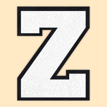 Imagem de QianSiLi Remendos de letras universitárias de chenille branco de 11 cm, letras grandes para jaquetas Letterman, moletons com capuz, mochilas, coletes, roupas, adesivos individuais da letra Z