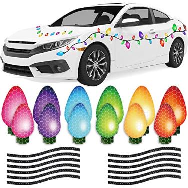 Imagem de Conjunto de 49 Ímanes Reflectivos para Carro 36 Luz Lâmpada com 13 Linhas Decalques Geladeira Garagem Decoração Feriados