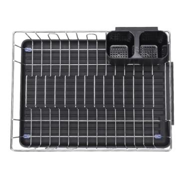 Imagem de Asixxsix Rack de Secagem de Pratos, Escorredor de Pratos de Metal que Economiza Espaço Com Suporte de Utensílio para Balcão de Cozinha, Escorredor ABS de Fio de Ferro de Tamanho Compacto (Prata)