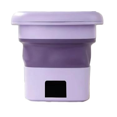 Imagem de Mini máquina de lavar roupa dobrável portátil moderna máquina de lavar automática roupa mini lavadora de roupas(ROXO COM CESTO 6.5L)