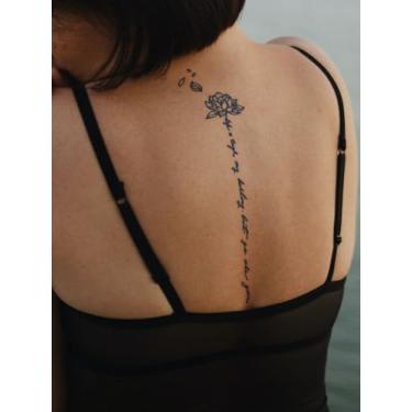 Imagem de Suco de ervas semipermanente simples floral padrão inglês tatuagem linha fina 7-14 dias sem derramamento não reflexivo ombro braço perna traseira corpo adesivo tatuagem impermeável 1 pacote