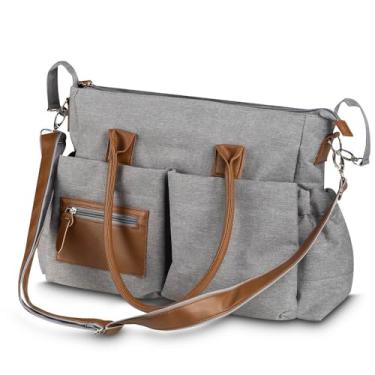 Imagem de Bolsa Multifuncional para Maternidade em Poliéster Cinza 25L – Organização, praticidade e estilo para o dia a dia das mamães.