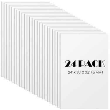 Imagem de Elcoho Pacote com 24 quadros de espuma branca, 61 x 91 cm, placa central de espuma livre de ácido, 5 mm de espessura, dupla face, cartazes brancos para apresentação de arte, escritório, projetos