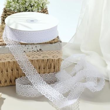 Imagem de Fita de renda de 50 metros de largura com acabamento em renda vintage branco rendas acabamento em tecido para costura artesanato acabamentos de renda de algodão com borda recortada para embrulho de