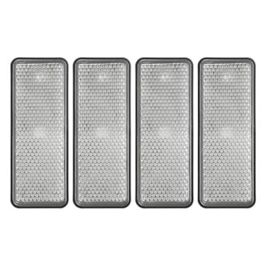 Imagem de PATIKIL Refletores traseiros retangulares, 4 peças refletor de aviso refletor de segurança plástico universal para motocicleta com suporte de parafuso M5 para carro, motocicleta, reboque, bicicleta