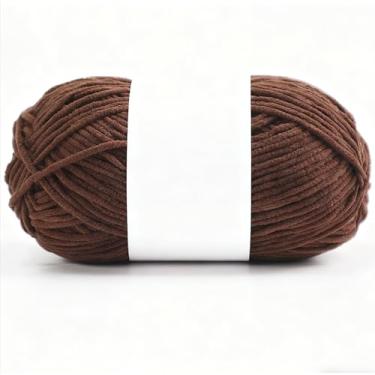 Imagem de Fio de veludo para crochê, cobertor volumoso de chenille macio, fio amigurumi, 40 g (100 jardas), 1 pacote (32 marrom caramelo)