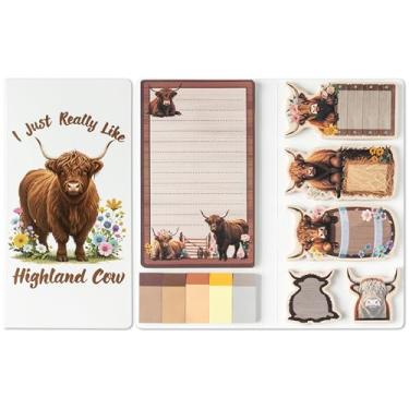 Imagem de B1ykin Conjunto de notas adesivas fofas - I Just Really Like Highland Cow, bloco de notas autoadesivas, 550 folhas, para presente de agradecimento ao professor, material de festa escolar (vaca de