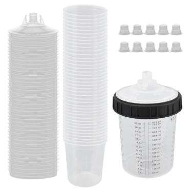 Imagem de Mingzhe Kit de Forros e Tampas para Copos de Pistola de Pintura, 40 Pacotes de Forros de Copos de Mistura de 28 Onças 40 Tampas Com Filtro 1 Copo Rígido Com Anel Retentor e (Kit de 92 unidades de 28