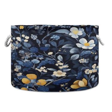 Imagem de WELLDAY Cesta de corda de algodão flores cesta de lavanderia para bebê para sala de estar, lavanderia, berçário, travesseiros, decoração de casa