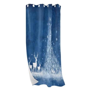 Imagem de CEBUGI Cortinas blackout de fundo de Natal para quarto, sala de estar, painéis de cortina de janela com isolamento térmico (1 painel, 132 cm L x 213 cm C)