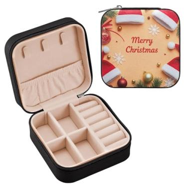 Imagem de Wassud Caixa de joias de viagem para mulheres, meninas, senhoras, noiva, mini organizador de joias de couro PU, caixa quadrada de armazenamento de joias para brincos, anéis, colar, pulseiras