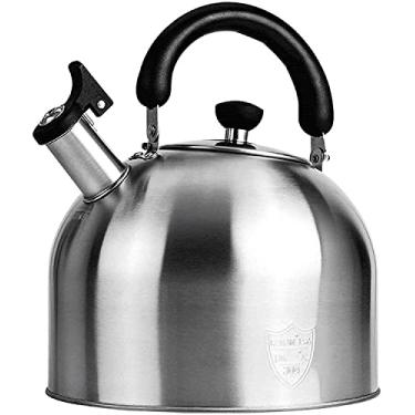 Imagem de Chaleira de assobio, chaleira para fogão, chaleira de acampamento, bule de chá para fogão, chaleira de assobio, chaleira de aço inoxidável, vários tamanhos, adequado para todos os tipos de