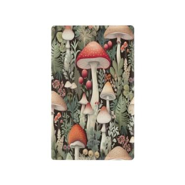Imagem de Wassud Placa de cobertura de interruptor de luz de cogumelos e vegetação, 1 capa de tomada em branco placa de parede decorativa decoração de casa sala de estar quarto