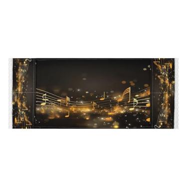 Imagem de Wassud Music Note Capas de lavadora e secadora pretas douradas, protetor de lavadora com sacos de armazenamento, capa de geladeira à prova de poeira com bolsos para lavanderia doméstica, cozinha, 120