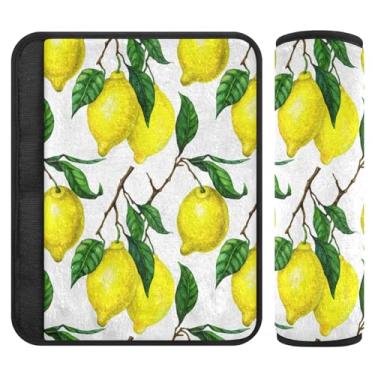 Imagem de Burbuja Capa para cinto de segurança de carro com limões amarelos brilhantes macios e confortáveis protetores de cinto de segurança para alça de ombro de assento, 1 par pequeno