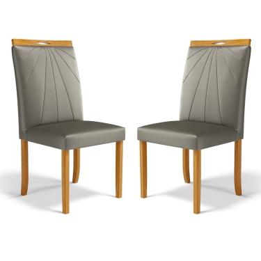 Imagem de Kit Com 2 Cadeiras Maiara Madeira Maciça Estofadas Para Mesa De Jantar