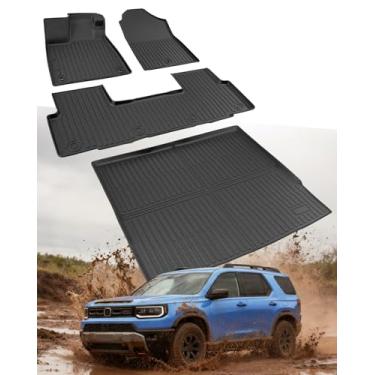 Imagem de Tapetes de chão para Honda Passport 2026: Tapetes de carro de borracha TPE de ajuste personalizado para todos os climas com forro de carga, proteção de carpete resistente à prova d'água, conjunto de 4