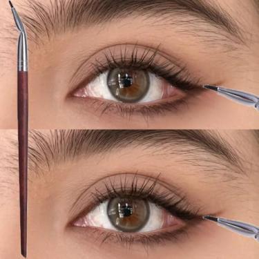 Imagem de 1 pincel de delineador de ponta fina para maquiagem de cabeça de cotovelo para delinear, 16 cm