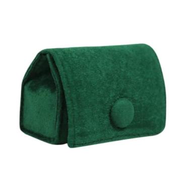 Imagem de YIJU Estojo portátil de veludo para joias, ideal para viagens, com botões, para guardar brincos, pulseiras e anéis. Perfeito para namorada, esposa, Verde