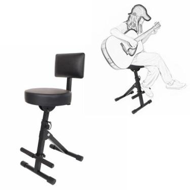 Imagem de Banco, Banqueta p/ Violonista com Apoio p/ Pés, Encosto, Assento Acolc