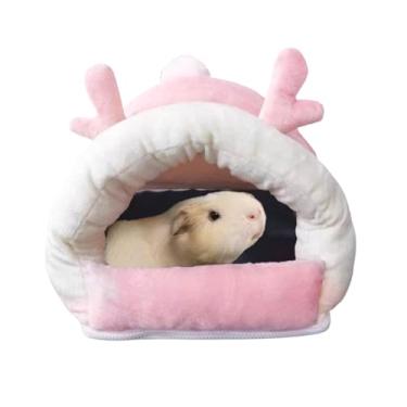 Imagem de Cama esconderijo de porquinho-da-índia – casa de porquinho da índia com fundo removível para coelhos, chinchilas, furões, animais de estimação pequenos – pelúcia grossa, caverna quente e aconchegante