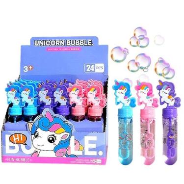 Imagem de 24 Bolhas de Sabão Unicórnio Lembrancinha de Festa Infantil Sacola Sur