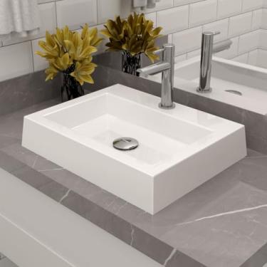 Imagem de Cuba Pia de Apoio Sobrepor Retangular 47x37 Banheiro Lavabo Beltempo BT-2727 (Branca)