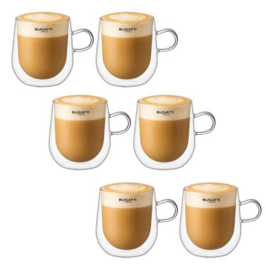 Imagem de Conjunto 6 Canecas Parede Dupla 300ml Capuccino Café Bugatti