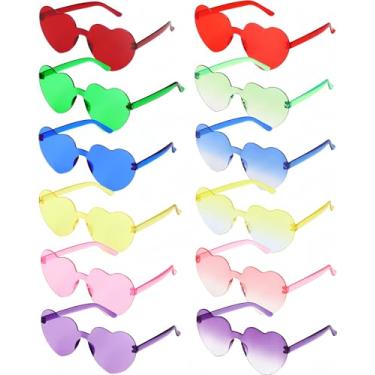 Imagem de Virtue morals 12 pares de óculos de sol em formato de coração para mulheres, óculos de coração, cor gradiente