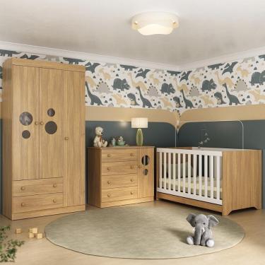 Imagem de Quarto De Bebê Completo Com Berço Americano 3 Em 1 Pirulito Multimóveis MP4621 Madeirado