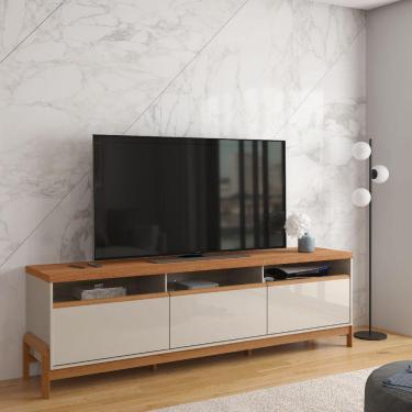 Imagem de Rack 2.1 Elegance Para Tv Até 75 Polegadas 1 Porta 2 Gavetas Off White/jequitibá - Lukaliam