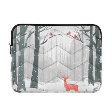 Imagem de Capa para laptop, pássaros nevados e veados, à prova de choque, capa protetora para notebook, bolsa de transporte de computador durável, 15-15,6 polegadas