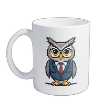 Imagem de Caneca Xícara de Café Porcelana 300ml Coruja Estilizada