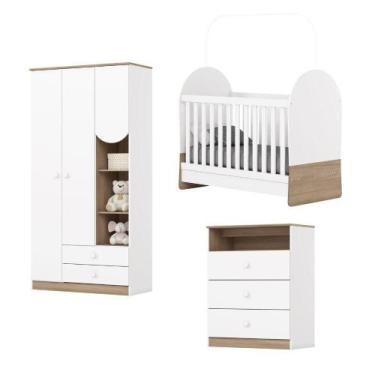 Imagem de Dormitório Infantil Completo Berço Mini Cama 3x1 Para Quarto Bebê Magi