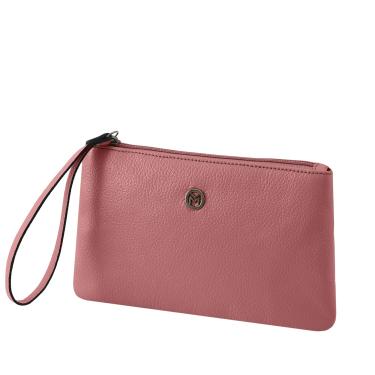 Imagem de Bolsa Carteira Clutch Feminina de Couro Bovino Legítimo c/Fechamento em Zíper Mariart Cambará (Blush)
