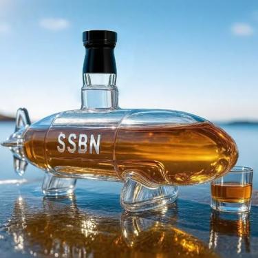 Imagem de Garrafa submarina personalizada de 293 ml, garrafas de vinho de vidro vazias 3D esculpidas de cristal, armazenamento de bebidas alcoólicas, vodca, bourbon, adição ao bar doméstico, presentes de Natal