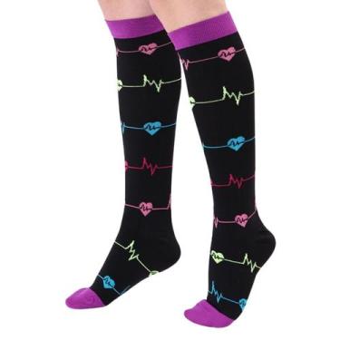 Imagem de Meia De Compressão Esportiva Cano Alto 3/4 Corrida Ciclismo Para Trata