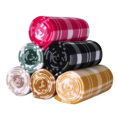 Imagem de ZYFZCYBL Cobertor de lã a granel pacote com 6 cobertores macios e leves para lã polar aconchegante, 127 x 152 cm, cor lisa, para cama, sofá, sofá, tecido de lã, viagem, presente de casamento (várias